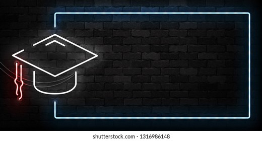 Vector realistic isolated neon sign of Graduation frame logo for template decoration and layout covering on the wall background.