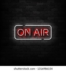 Vector Realistic Isolated Neon Sign Of On Air Logo For Template Decoration On The Wall Background. Concept Of Podcast And Radio.