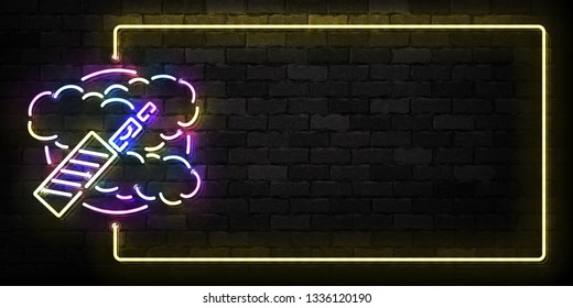 Vector realistic isolated neon sign of Vape frame logo for template decoration and covering on the wall background. Concept of electronic cigarette.