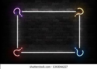 Vector realistic isolated neon sign of Quiz frame logo for template decoration and covering on the wall background. Concept of trivia night and question.