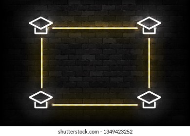 Vector realistic isolated neon sign of Graduation frame logo for template decoration and invitation layout on the wall background.