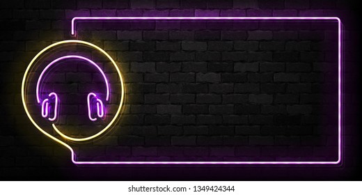 Vector realistic isolated neon sign of Podcast frame logo for template decoration on the wall background. Concept of on air and radio.