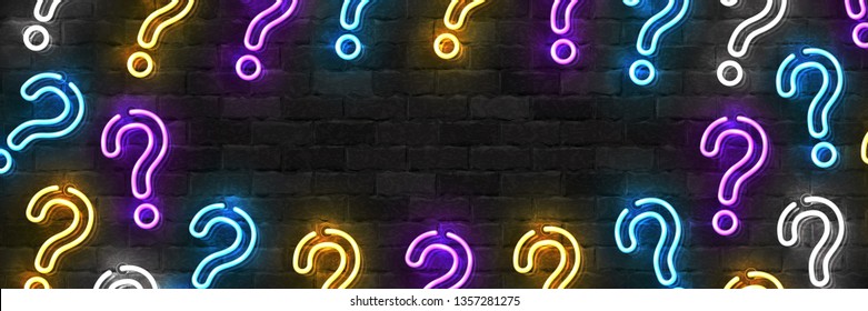 Vector realistic isolated neon sign of Question flyer logo for template decoration and covering on the wall background.