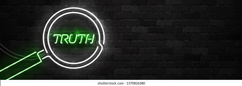 Vector realistic isolated neon sign of Truth flyer logo for template decoration on the wall background.