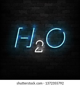 Vector realistic isolated neon sign of H2O logo for template decoration and layout covering on the wall background. Concept of water.