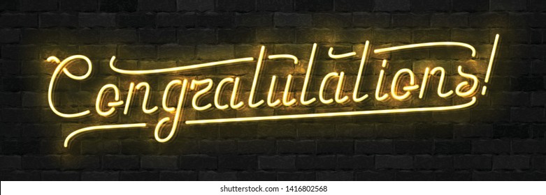 Vector Realistic Isolated Neon Sign Congratulations Stock Vector