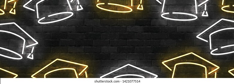 Vector realistic isolated neon sign of Graduation flyer logo for template decoration and invitation layout on the wall background.