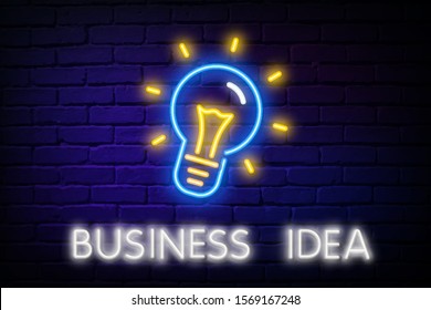 Vector realistic isolated neon sign of Bulb logo for decoration and covering on the wall background. Concept of energy and business idea.