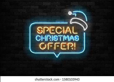 Vector realistic isolated neon sign of Christmas Special Offer logo for template decoration and covering on the wall background. Concept of Happy New Year.