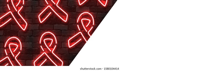 Vector realistic isolated neon sign of December, AIDS Awareness Month banner for template decoration and layout covering on the wall background.