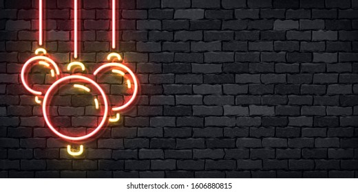 Vector realistic isolated neon sign of Happy Chinese New Year flyer logo for template decoration and covering on the wall background.