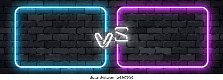 Vector realistic isolated neon sign of VS frames logo for template decoration and covering on the wall background.