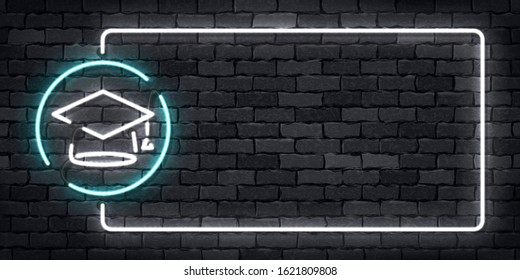 Vector realistic isolated neon sign of Graduation frame logo for template decoration and layout covering on the wall background.