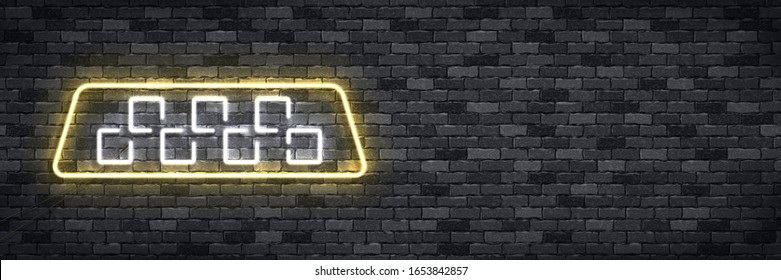 Vector realistic isolated neon sign of Taxi flyer logo for template decoration and layout covering on the wall background.