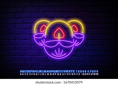 Vector realistic isolated neon sign of Diwali logo for decoration and covering on the wall background.