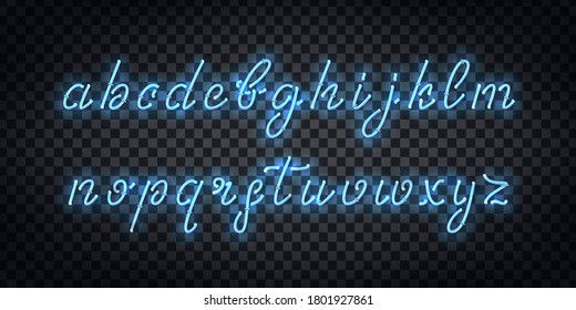 Vector Realistic Isolated Neon Sign Of Cursive Font For Template Decoration And Covering On The Transparent Background.