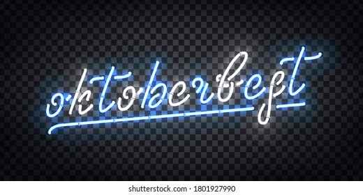 Vector realistic isolated neon sign of Oktoberfest logo for template decoration and invitation covering on the transparent background.
