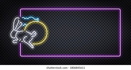 Señal de neón aislado vectorial realista del logo del Festival de Mediano Otoño para la decoración de plantillas y cubierta sobre el fondo transparente.