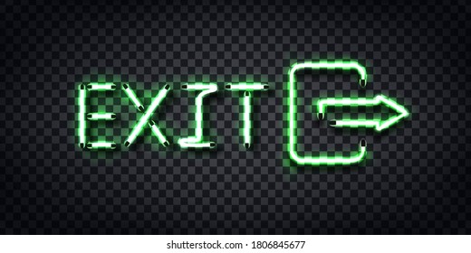Vector realistic isolated neon sign of Exit logo for template decoration and covering on the transparent background.
