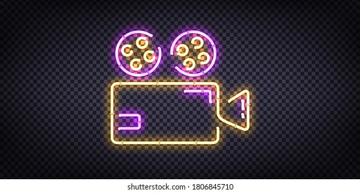 Vector realistic isolated neon sign of Cinema logo for template decoration and invitation covering on the transparent background.