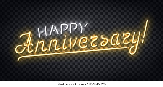 Vector realistic isolated neon sign of Happy Anniversary logo for template decoration and covering on the transparent background. - Shutterstock ID 1806845725