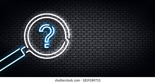 Vector realistic isolated neon sign of Question flyer logo for template decoration and covering on the wall background. Concept of trivia night and quiz.
