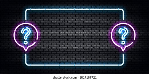 Vector realistic isolated neon sign of Quiz frames logo for template decoration and covering on the wall background. Concept of trivia night and question.