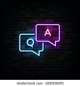 Vector realistic isolated neon sign of Q and A logo for template