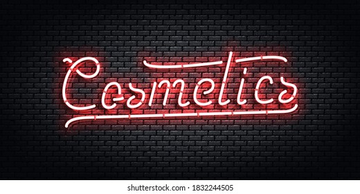 Vector realistic isolated neon sign of Cosmetics logo for template decoration and covering.