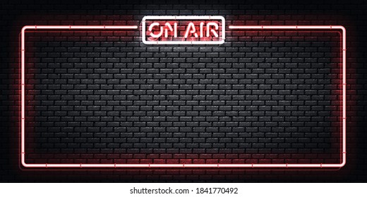 Vector realistic isolated neon sign of On Air frame. Concept of podcast and live streaming.