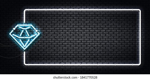 Vector realistic isolated neon sign of Diamond flyer logo for template decoration and invitation covering.