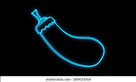 Vector realistic isolated neon sign of eggplant for decoration and covering on the wall background.