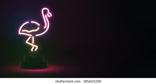 Vector realistic isolated neon sign of Flamingo logo with copy space for template decoration and wallpaper covering.