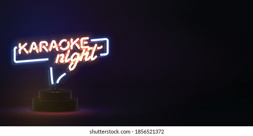 Vector realistic isolated neon sign of Karaoke Night flyer for template decoration and invitation covering. Concept of karaoke, night club and music.