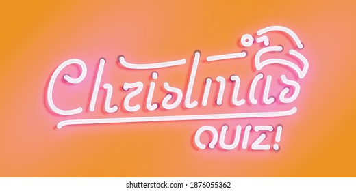 Vector Realistic Isolated Neon Sign Of Christmas Quiz Logo For Template Decoration And Invitation Covering. Concept Of Merry Christmas And Happy New Year.