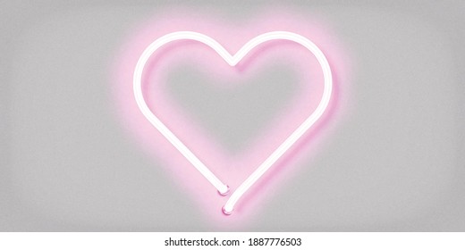 Vector Realistic Isolated Neon Sign Of Heart Logo On The White Background. Concept Of Happy Valentine's Day.