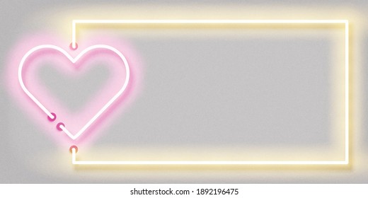 Vector realistic isolated neon sign of Heart frame logo on the white background. Concept of Valentine's Day.
