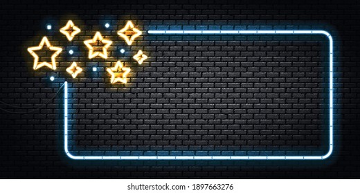 Vector realistic isolated neon sign of Star frame logo for template decoration and covering on the wall background.