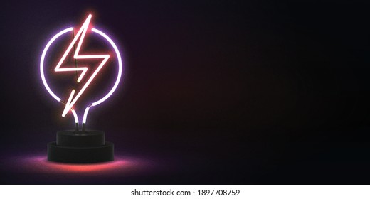 Vector realistic isolated neon sign of Electricity logo for template decoration and covering. Concept of lightning and energy.