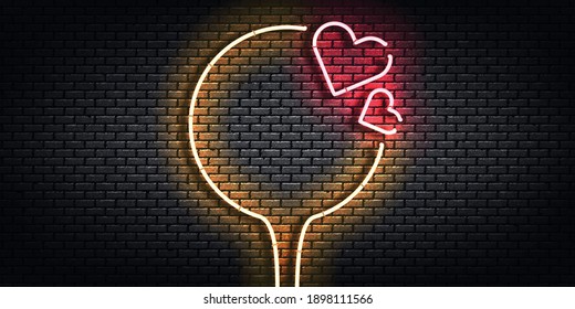 Vector realistic isolated neon sign of Heart frame logo for invitation template. Concept of Valentine's Day.