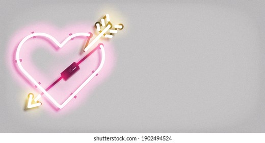 Vector realistic isolated neon sign of Heart logo on the white background. Concept of Valentine's Day.