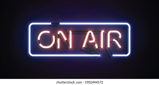 Vector realistic isolated neon sign of On Air. Concept of podcast and live streaming.