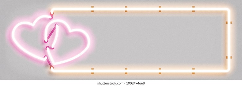 Signo de neón aislado vector realista del logotipo del marco del corazón sobre el fondo blanco. Concepto de San Valentín.