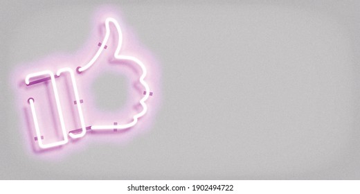 Vector realistic isolated neon sign of Thumb Up logo for decoration and covering. Concept of rating, network and social media.