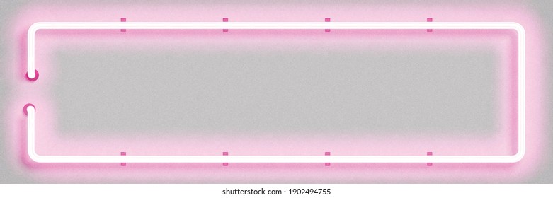 Vector realistic isolated neon sign of pink rectangle frame for template and layout on the white background.