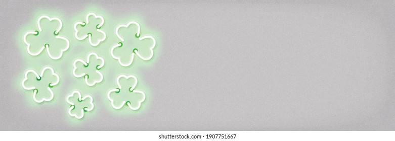Vector realistic isolated neon sign of Clover with copy space for template decoration and covering on a white background. Concept of St. Patrick's Day.