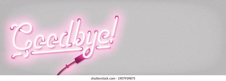 Vector Realistic Isolated Neon Sign Of Goodbye Logo With Copy Space For Template Decoration And Mockup Covering On The White Background.