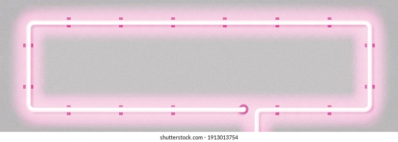 Vector realistic isolated neon sign of pink rectangle frame for template and layout on the white background.