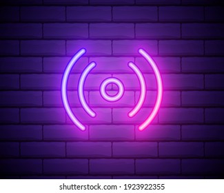 Vector realistic isolated neon sign logo for decoration and covering on the wall background. Concept of social media and movie studio streaming.