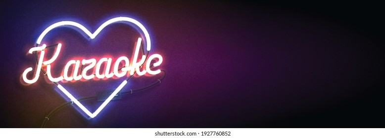 Vector realistic isolated neon sign of Karaoke flyer for template decoration and invitation covering. Concept of karaoke, night club and music.